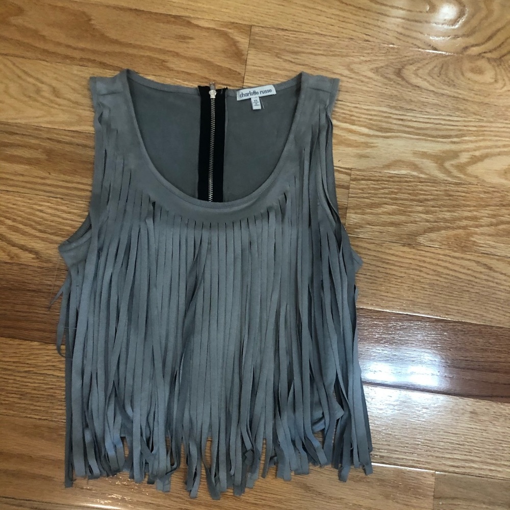 Charlotte Russe Gray Tassle Top